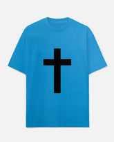 Men's Big and Tall Simple Cross Printed Round Neck Short Sleeve T-shirt